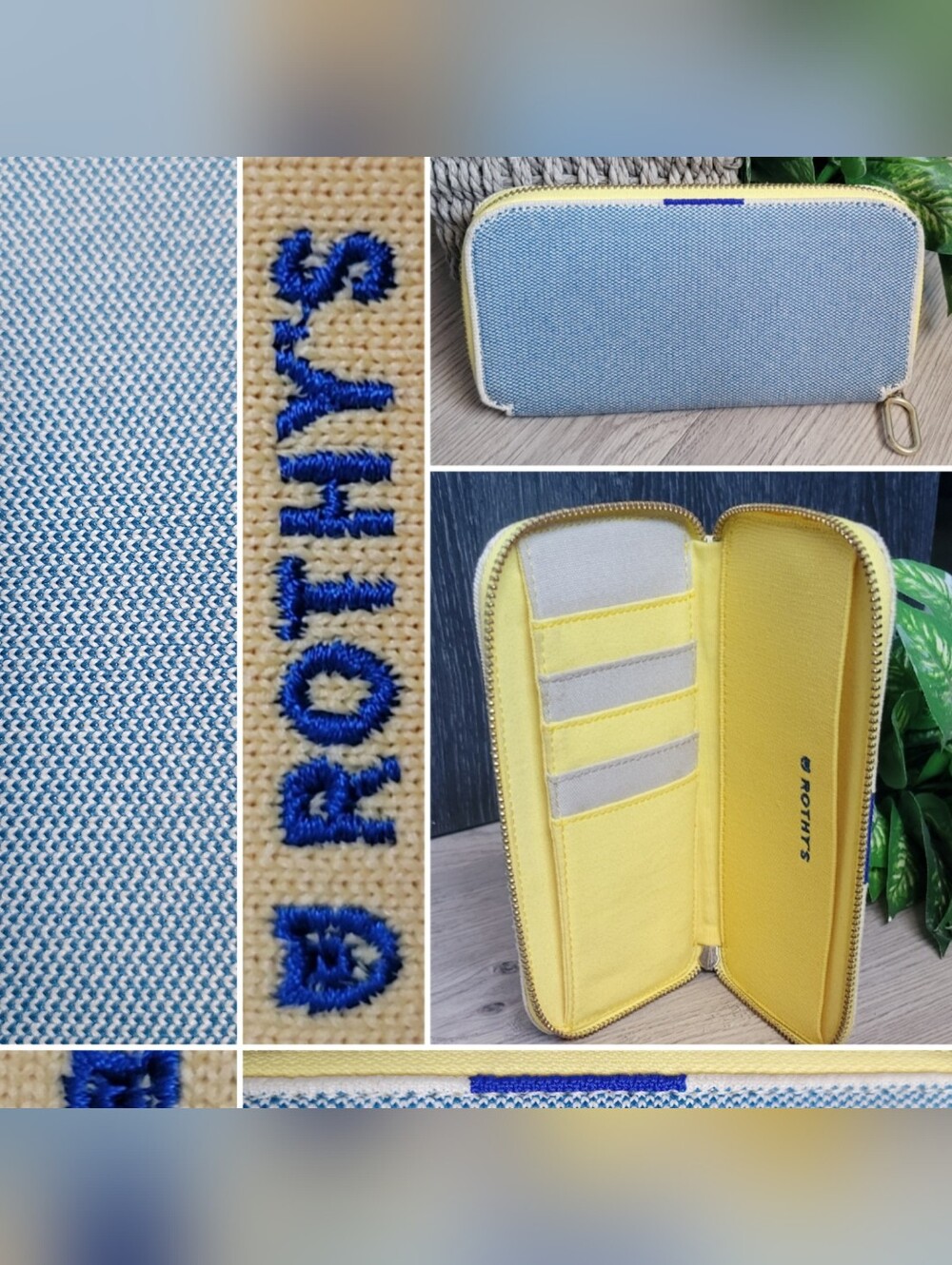 Rothy's The Continental Wallet  in Sky Blue & Yellow, 6.5" x 3.5"
